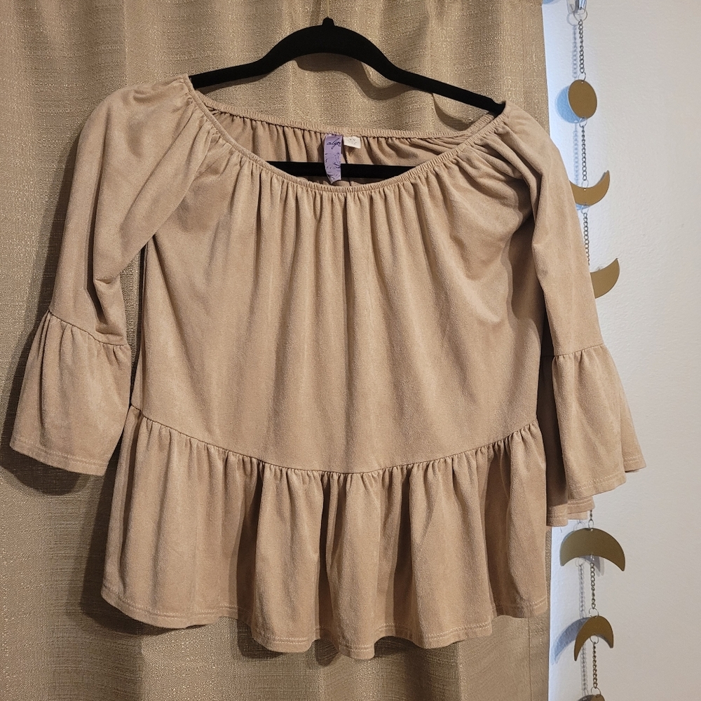 Off the shoulder faux suede top